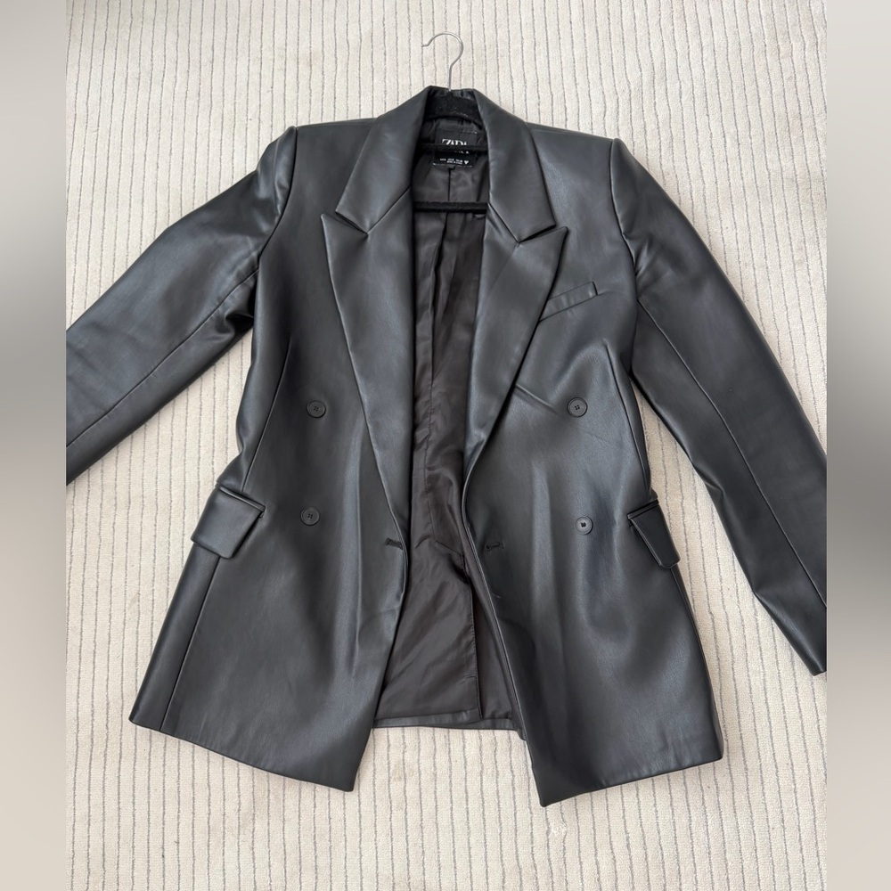 Zara Faux Leather Blazer